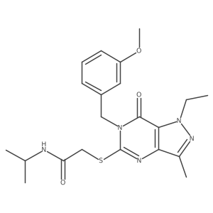 2-((1-ethyl-6-(3-methoxybenzyl)-3-methyl-7-oxo-6,7-dihydro-1H-pyrazolo[4,3-d]pyrimidin-5-yl)thio)-N-isopropylacetamide结构式