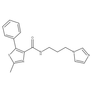 N-(3-(1H-imidazol-1-yl)propyl)-2-methyl-5-phenylthiazole-4-carboxamide结构式