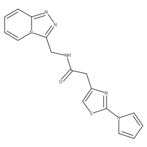 2-[2-(1H-pyrrol-1-yl)-1,3-thiazol-4-yl]-N-([1,2,4]triazolo[4,3-a]pyridin-3-ylmethyl)acetamide结构式