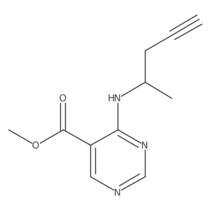Methyl 4-[(pent-4-yn-2-yl)amino]pyrimidine-5-carboxylate结构式