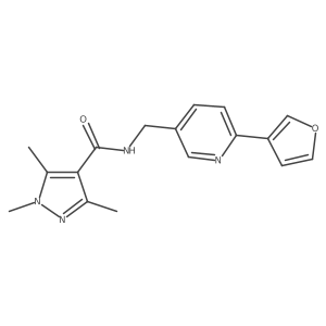 N-((6-(furan-3-yl)pyridin-3-yl)methyl)-1,3,5-trimethyl-1H-pyrazole-4-carboxamide结构式