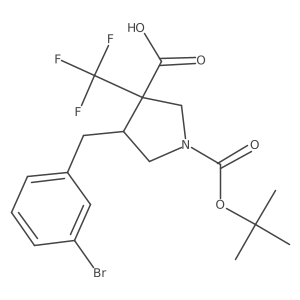 4-[(3-Bromophenyl)methyl]-1-[(tert-butoxy)carbonyl]-3-(trifluoromethyl)pyrrolidine-3-carboxylic acid结构式