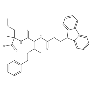 2-[3-(benzyloxy)-2-({[(9H-fluoren-9-yl)methoxy]carbonyl}amino)butanamido]-3-methoxy-2-methylpropanoic acid结构式