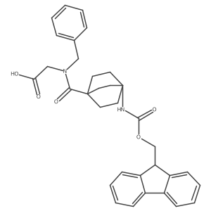 2-{N-benzyl-1-[4-({[(9H-fluoren-9-yl)methoxy]carbonyl}amino)bicyclo[2.2.2]octan-1-yl]formamido}acetic acid结构式
