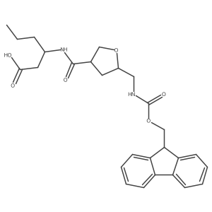rac-3-{[(3R,5R)-5-[({[(9H-fluoren-9-yl)methoxy]carbonyl}amino)methyl]oxolan-3-yl]formamido}hexanoic acid结构式