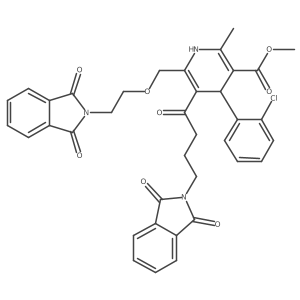 3-Pyridinecarboxylic acid, 4-(2-chlorophenyl)-6-[[2-(1,3-dihydro-1,3-dioxo-2H-isoindol-2-yl)ethoxy]methyl]-5-[4-(1,3-dihydro-1,3-dioxo-2H-isoindol-2-yl)-1-oxobutyl]-1,4-dihydro-2-methyl-, methyl ester结构式