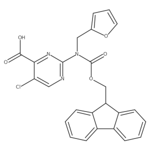 5-chloro-2-({[(9H-fluoren-9-yl)methoxy]carbonyl}[(furan-2-yl)methyl]amino)pyrimidine-4-carboxylic acid结构式