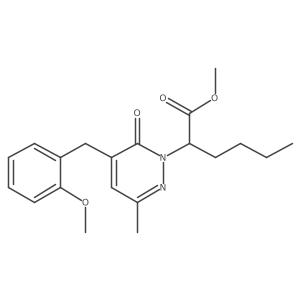 methyl 2-(5-(2-methoxybenzyl)-3-methyl-6-oxopyridazin-1(6H)-yl)hexanoate结构式