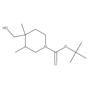 Tert-butyl 4-(hydroxymethyl)-3,4-dimethyl-piperidine-1-carboxylate结构式