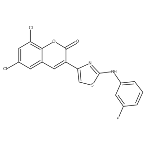 6,8-dichloro-3-{2-[(3-fluorophenyl)amino]-1,3-thiazol-4-yl}-2H-chromen-2-one Structure