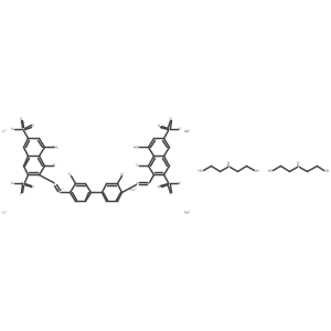 Cuprate(4-), [mu-[[3,3'-[[3,3'-di(hydroxy-kappaO)[1,1'-biphenyl]-4,4'-diyl]bis(2,1-diazenediyl-kappaN1)]bis[5-amino-4-(hydroxy-kappaO)-2,7-naphthalenedisulfonato]](8-)]]bis[2,2'-(imino-kappaN)bis[ethanol-kappaO]]di-, lithium sodium (1:2:2) Structure
