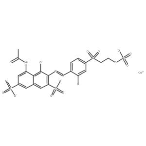 [5-Acetamido-4-(hydroxy-kappaO)-3-{[2-(hydroxy-kappaO)-4-{[2-(sulfooxy)ethyl]sulfonyl}phenyl]diazenyl}-2,7-naphthalenedisulfonato(5-)]cuprate(3-)结构式