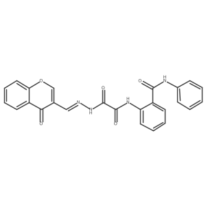 2-(2-Oxo-2-(2-((4-oxo-4H-chromen-3-yl)methylene)hydrazinyl)acetamido)-N-phenylbenzamide结构式