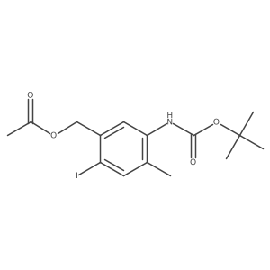 5-((Tert-butoxycarbonyl)amino)-2-iodo-4-methylbenzyl acetate Structure