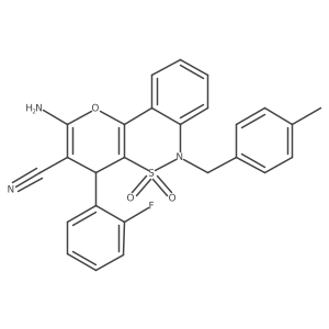 2-Amino-4-(2-fluorophenyl)-6-(4-methylbenzyl)-4,6-dihydropyrano[3,2-c][2,1]benzothiazine-3-carbonitrile 5,5-dioxide Structure