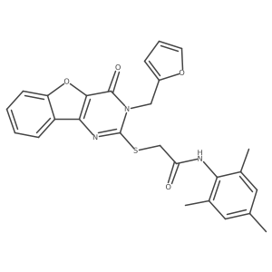 2-{[3-(2-furylmethyl)-4-oxo-3,4-dihydro[1]benzofuro[3,2-d]pyrimidin-2-yl]thio}-N-mesitylacetamide Structure