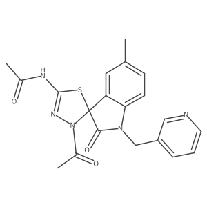 N-[4-acetyl-5'-methyl-2'-oxo-1'-(pyridin-3-ylmethyl)spiro[1,3,4-thiadiazole-5,3'-indole]-2-yl]acetamide Structure