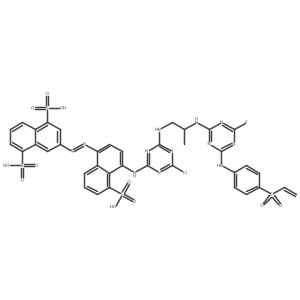 3-((4-((4-Chloro-6-((2-((4-fluoro-6-(4-(vinylsulfonyl)anilino)-1,3,5-triazin-2-yl)amino)propyl)amino)-1,3,5-triazin-2-yl)amino)-5-sulfo-1-naphthyl)diazenyl)-1,5-naphthalenedisulfonic acid结构式