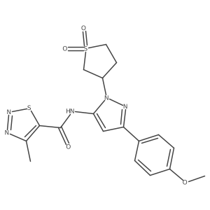 N-(1-(1,1-dioxidotetrahydrothiophen-3-yl)-3-(4-methoxyphenyl)-1H-pyrazol-5-yl)-4-methyl-1,2,3-thiadiazole-5-carboxamide结构式