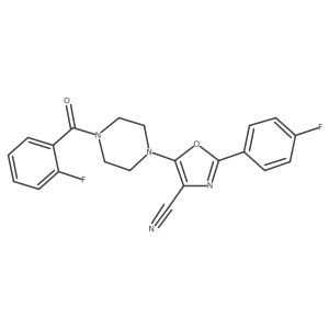 2-(4-Fluorophenyl)-5-{4-[(2-fluorophenyl)carbonyl]piperazin-1-yl}-1,3-oxazole-4-carbonitrile结构式