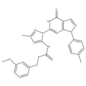 N-(1-(1-(4-fluorophenyl)-4-oxo-4,5-dihydro-1H-pyrazolo[3,4-d]pyrimidin-6-yl)-3-methyl-1H-pyrazol-5-yl)-2-(3-methoxyphenoxy)acetamide Structure
