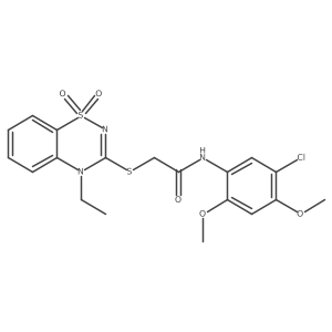 N-(5-chloro-2,4-dimethoxyphenyl)-2-((4-ethyl-1,1-dioxido-4H-benzo[e][1,2,4]thiadiazin-3-yl)thio)acetamide结构式