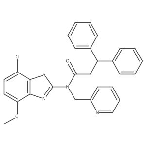 N-(7-chloro-4-methoxybenzo[d]thiazol-2-yl)-3,3-diphenyl-N-(pyridin-2-ylmethyl)propanamide结构式