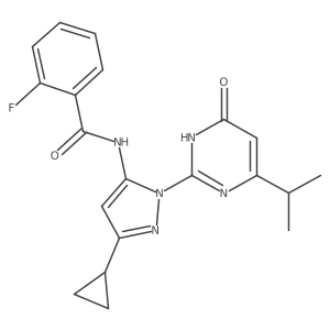 N-(3-cyclopropyl-1-(4-isopropyl-6-oxo-1,6-dihydropyrimidin-2-yl)-1H-pyrazol-5-yl)-2-fluorobenzamide Structure