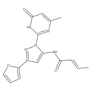 (Z)-N-[5-(Furan-2-yl)-2-(4-methyl-6-oxo-1H-pyrimidin-2-yl)pyrazol-3-yl]but-2-enamide Structure