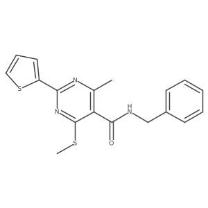 N-benzyl-4-methyl-6-methylsulfanyl-2-thiophen-2-ylpyrimidine-5-carboxamide Structure
