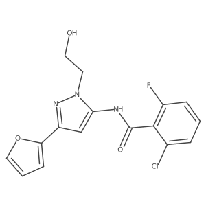 2-chloro-6-fluoro-N-(3-(furan-2-yl)-1-(2-hydroxyethyl)-1H-pyrazol-5-yl)benzamide结构式