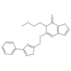 3-(2-methoxyethyl)-2-({[3-(pyridin-2-yl)-1,2,4-oxadiazol-5-yl]methyl}sulfanyl)-3H,4H-thieno[3,2-d]pyrimidin-4-one结构式