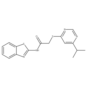 N-(benzo[d]thiazol-2-yl)-2-((6-isopropylpyrimidin-4-yl)thio)acetamide结构式