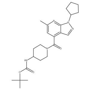 tert-butyl {1-[(1-cyclopentyl-6-methyl-1H-pyrazolo[3,4-b]pyridin-4-yl)carbonyl]piperidin-4-yl}carbamate Structure