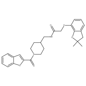 N-((1-(benzofuran-2-carbonyl)piperidin-4-yl)methyl)-2-((2,2-dimethyl-2,3-dihydrobenzofuran-7-yl)oxy)acetamide结构式