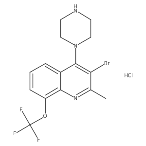 3-Bromo-2-methyl-4-(piperazin-1-yl)-8-(trifluoromethoxy)quinoline hydrochloride结构式