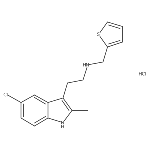 2-(5-chloro-2-methyl-1H-indol-3-yl)-N-(thiophen-2-ylmethyl)ethanamine hydrochloride结构式