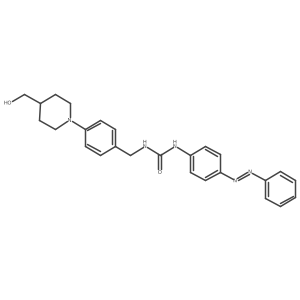 Urea, N-[[4-[4-(hydroxymethyl)-1-piperidinyl]phenyl]methyl]-N'-[4-(2-phenyldiazenyl)phenyl]- Structure