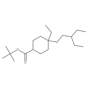 Tert-butyl 4-(2-ethylbutoxy)-4-(iodomethyl)piperidine-1-carboxylate结构式