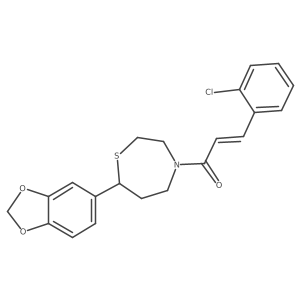 (E)-1-(7-(benzo[d][1,3]dioxol-5-yl)-1,4-thiazepan-4-yl)-3-(2-chlorophenyl)prop-2-en-1-one结构式