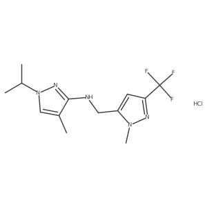 4-methyl-N-[[2-methyl-5-(trifluoromethyl)pyrazol-3-yl]methyl]-1-propan-2-ylpyrazol-3-amine;hydrochloride Structure