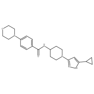 N-(1-(5-cyclopropyl-1H-pyrazol-3-yl)piperidin-4-yl)-4-morpholinobenzamide结构式