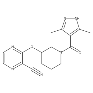 3-((1-(3,5-dimethyl-1H-pyrazole-4-carbonyl)piperidin-3-yl)oxy)pyrazine-2-carbonitrile结构式