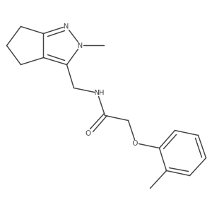 N-((2-methyl-2,4,5,6-tetrahydrocyclopenta[c]pyrazol-3-yl)methyl)-2-(o-tolyloxy)acetamide结构式