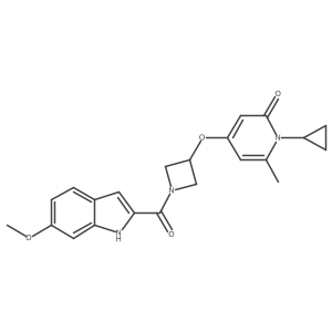 1-cyclopropyl-4-((1-(6-methoxy-1H-indole-2-carbonyl)azetidin-3-yl)oxy)-6-methylpyridin-2(1H)-one结构式