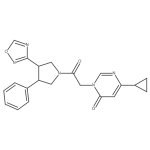 3-(2-(3-(1,2,4-oxadiazol-3-yl)-4-phenylpyrrolidin-1-yl)-2-oxoethyl)-6-cyclopropylpyrimidin-4(3H)-one结构式