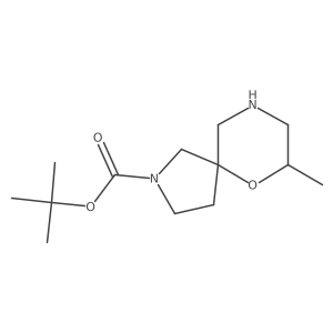 tert-Butyl 7-methyl-6-oxa-2,9-diazaspiro[4.5]decane-2-carboxylate结构式