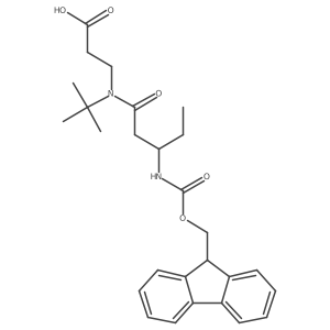 3-[(3R)-N-tert-butyl-3-({[(9H-fluoren-9-yl)methoxy]carbonyl}amino)pentanamido]propanoic acid结构式