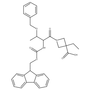 1-[(2R,3S)-3-(benzyloxy)-2-({[(9H-fluoren-9-yl)methoxy]carbonyl}amino)butanoyl]-3-ethylazetidine-3-carboxylic acid结构式