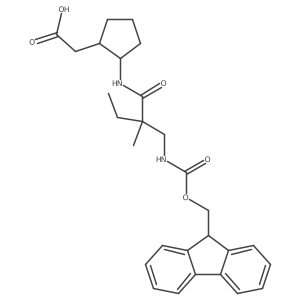 2-(2-{2-[({[(9H-fluoren-9-yl)methoxy]carbonyl}amino)methyl]-2-methylbutanamido}cyclopentyl)acetic acid结构式